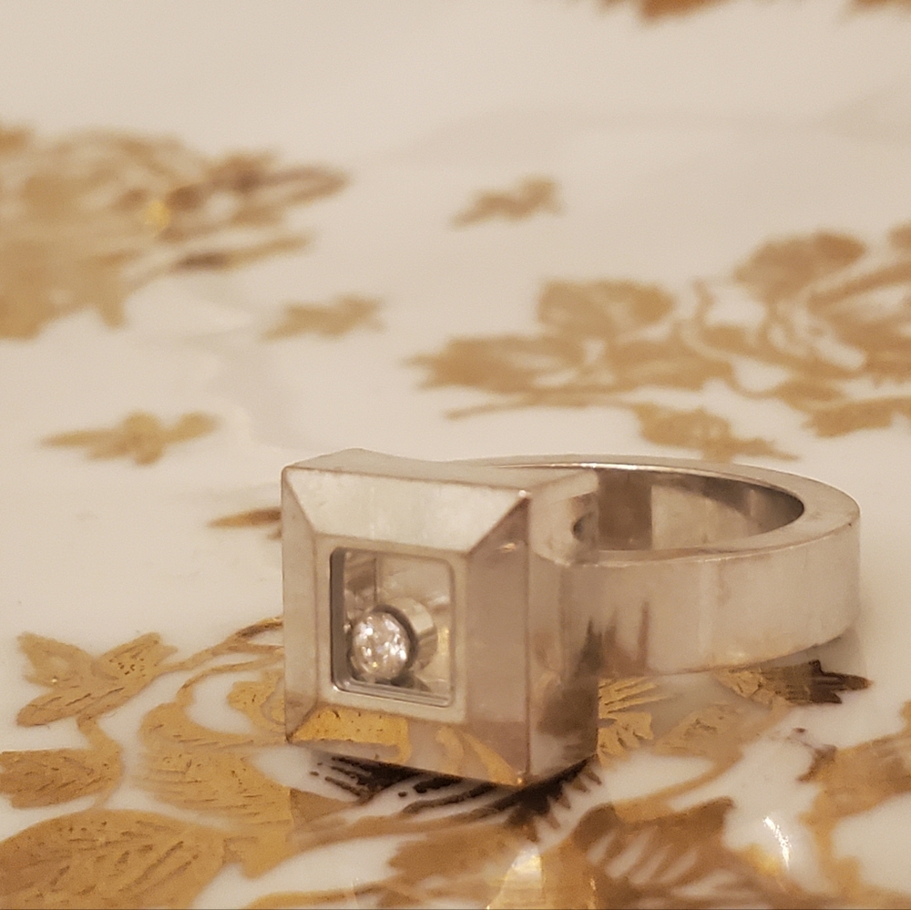 Chopard vintage happy diamonds 18k white gold diamond ring size 7